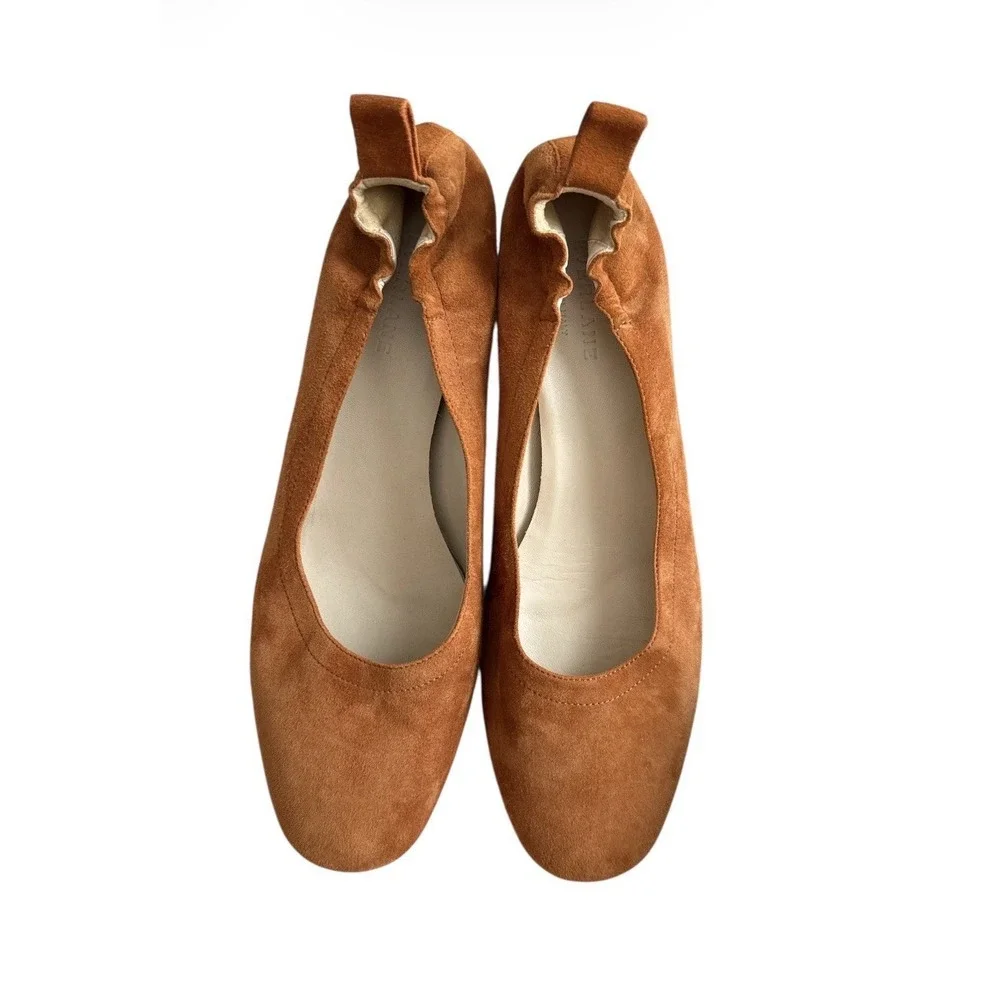 Everlane Italian Suede Leather Pumps‎ Day Heels Womens 8.5 Cognac Brown Shoes